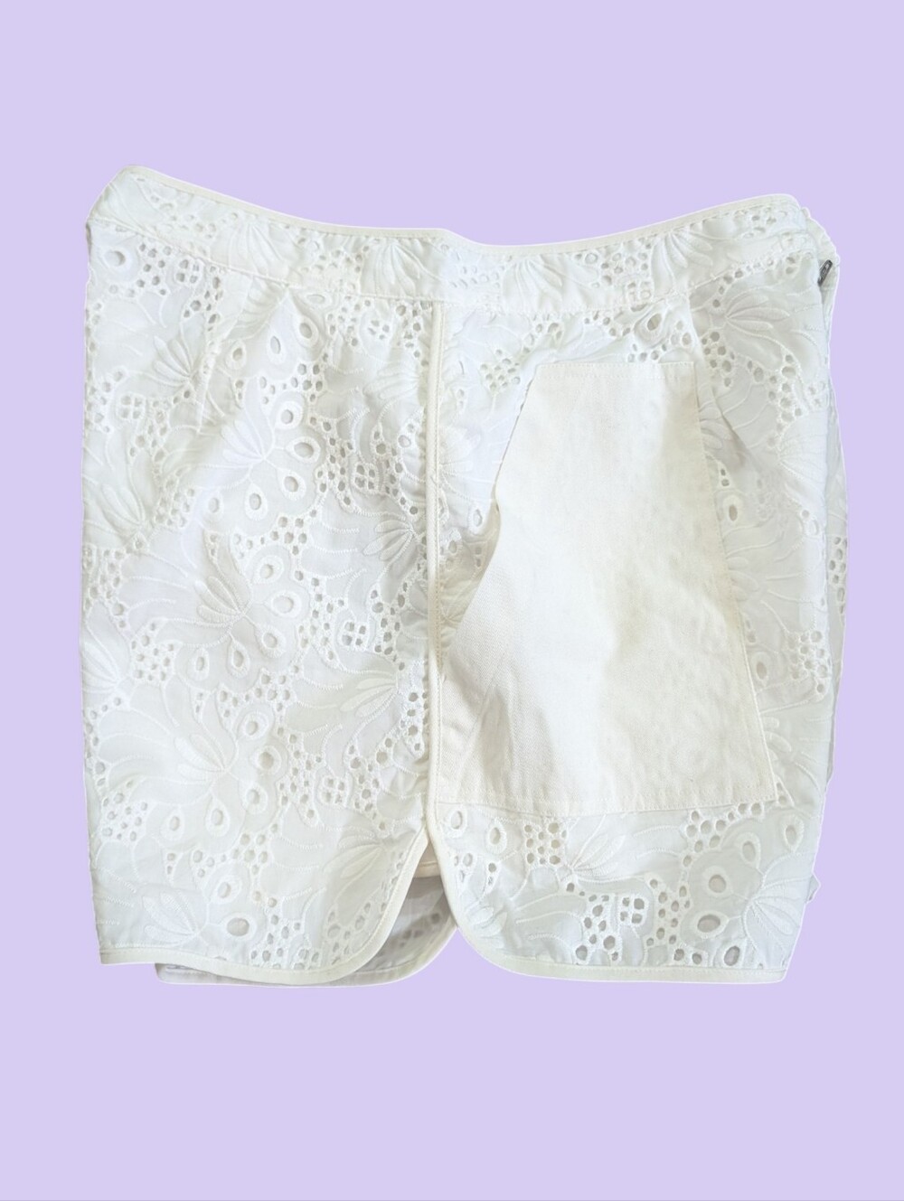 Joie Lawren Eyelet Shorts White Porcelain Floral Embroidered Cotton Size 12 NWT - Picture 4 of 10